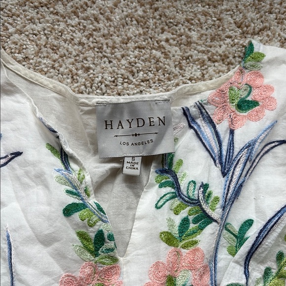 Hayden White Floral Dress with Pink and Green Accents - Picture 2 of 3